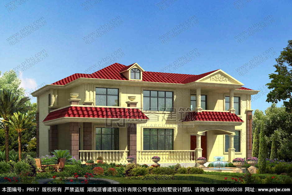 PR017-占地220平新农村二层房屋设计图_简单大气的农村小别墅图片