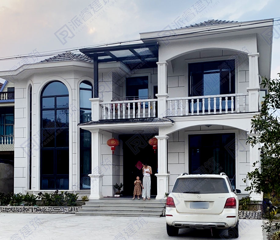 浙江湖州-150平农村自建二层欧式别墅外观设计效果图实景