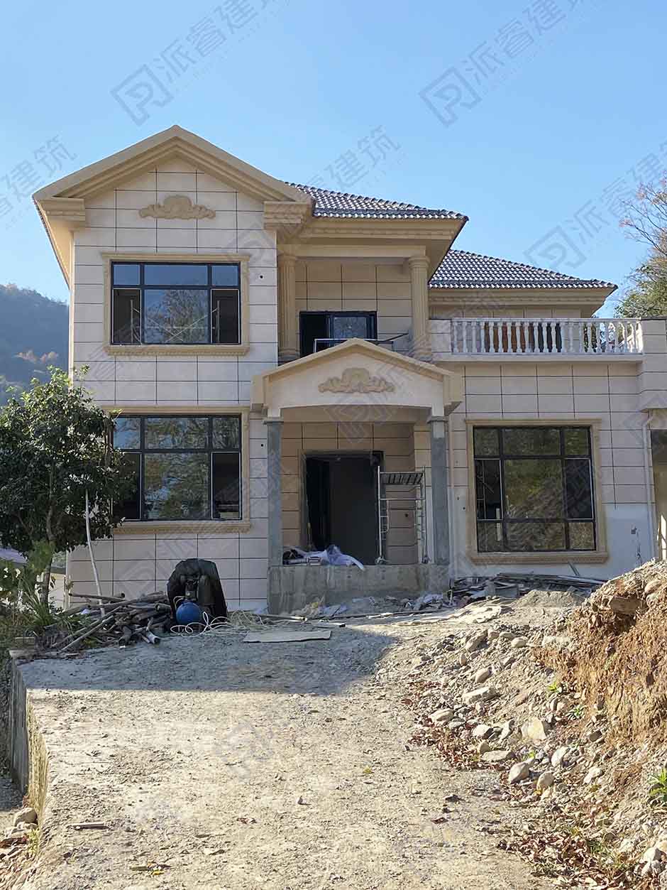 江苏常州占地150平农村自建二层小别墅设计图片清新简约pr002