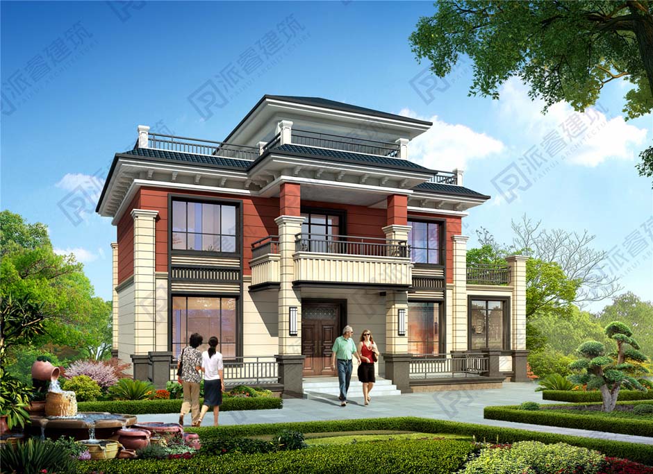 重庆云阳-155平农村自建房两层半别墅设计图纸及效果图大全,带屋顶花园
