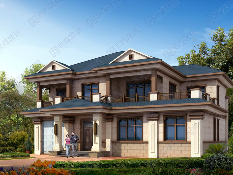 PR452 农村二层新中式大气美观别墅设计全套设计，施工图全套图纸-派睿建筑