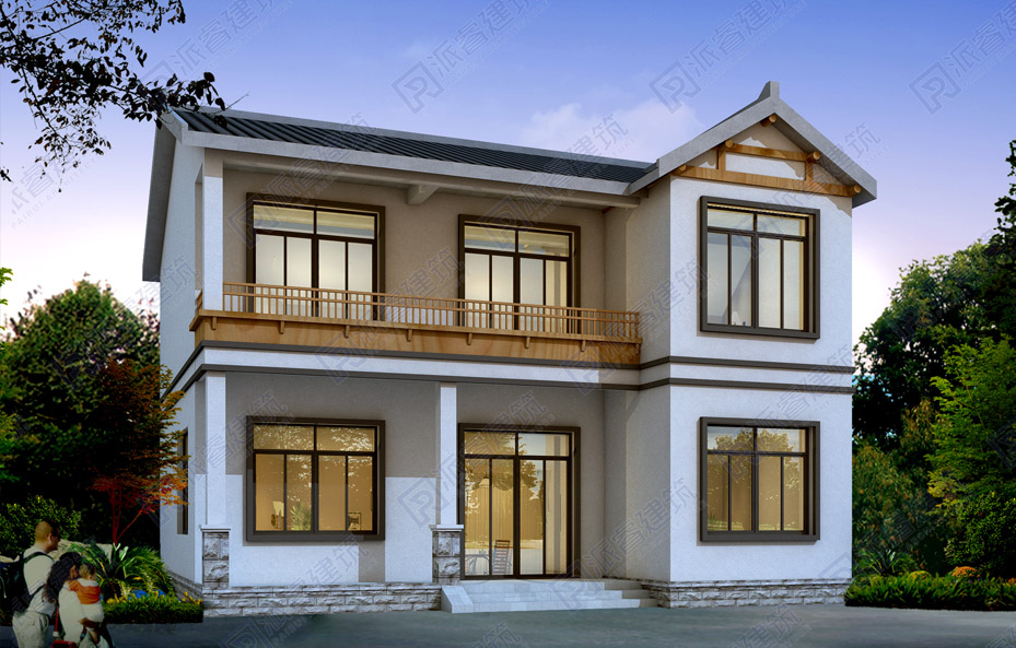 廣西桂林-最新農村中式自建房設計圖二層小別墅外觀設計效果圖12米*10米