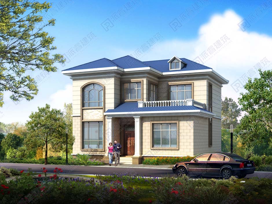 农村自建别墅两层设计图纸,2021实用简洁的欧式房子外观效果图-PR481
